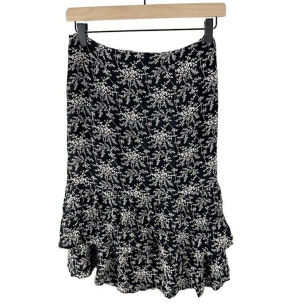 Comptoir Des Cotonniers Floral Ruffled Tiered Skirt Black‎ Extra Small - Picture 2 of 9